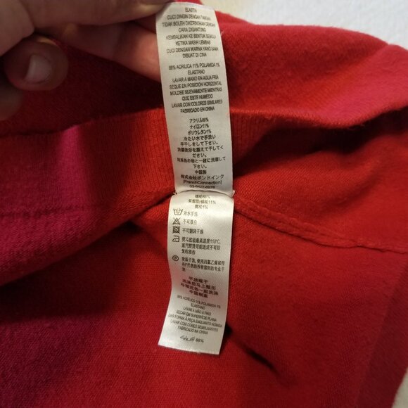 Off the Shoulder Red Knit Long Sleeve Sweater Top French Connection Women XL - Picture 9 of 11